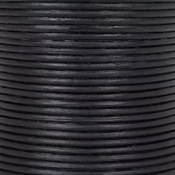Black Ribbed Rattan Round Accent Table