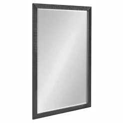 Black Ribbed Renna Wall Mirror, 24x36 in.