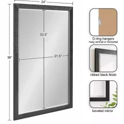 Black Ribbed Renna Wall Mirror, 24x36 in.
