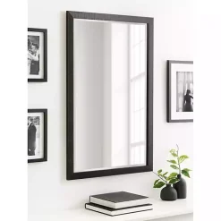 Black Ribbed Renna Wall Mirror, 24x36 in.