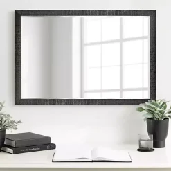 Black Ribbed Renna Wall Mirror, 24x36 in.