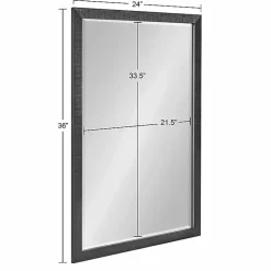 Black Ribbed Renna Wall Mirror, 24x36 in.