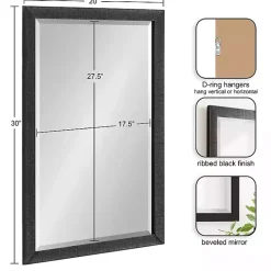 Black Ribbed Renna Wall Mirror, 20x30 in.