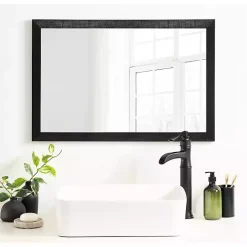 Black Ribbed Renna Wall Mirror, 20x30 in.