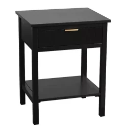 Black Ribbed Wood Colleen Accent Table