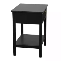 Black Ribbed Wood Colleen Accent Table
