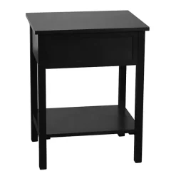Black Ribbed Wood Colleen Accent Table