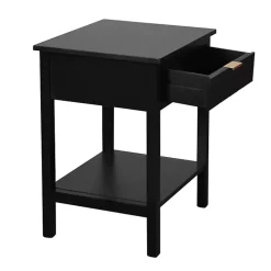 Black Ribbed Wood Colleen Accent Table