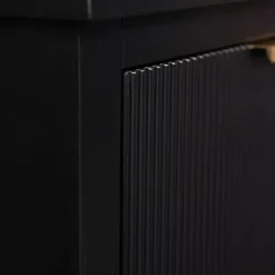 Black Ribbed Wood Colleen Accent Table