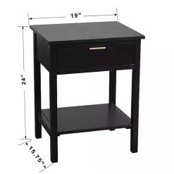 Black Ribbed Wood Colleen Accent Table