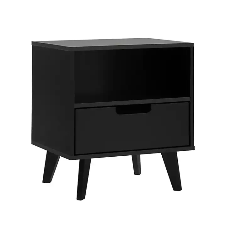 Black Riviera Single Drawer Nightstand