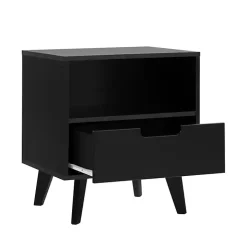 Black Riviera Single Drawer Nightstand