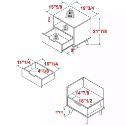 Black Riviera Single Drawer Nightstand