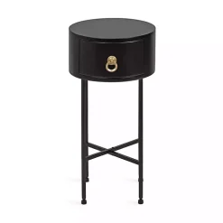 Black Round Decklyn Accent Table