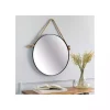 Black Round Framed Mirror with Rope