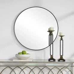 Black Round Simple Frame Large Wall Mirror