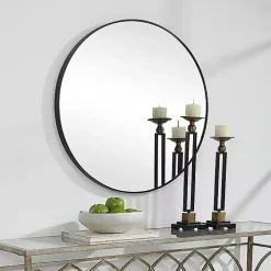Black Round Simple Frame Large Wall Mirror