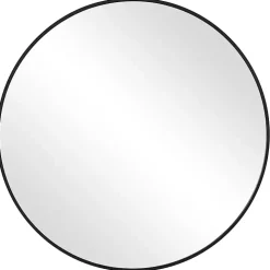 Black Round Simple Frame Medium Wall Mirror