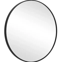 Black Round Simple Frame Medium Wall Mirror