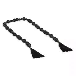 Black Round Wood Bead Tassel Garland