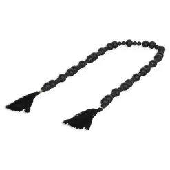 Black Round Wood Bead Tassel Garland