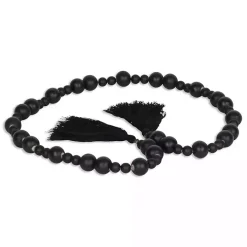 Black Round Wood Bead Tassel Garland
