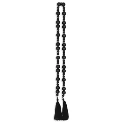 Black Round Wood Bead Tassel Garland