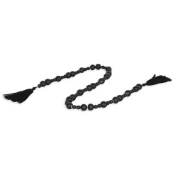 Black Round Wood Bead Tassel Garland