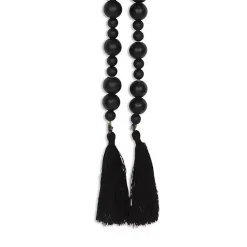 Black Round Wood Bead Tassel Garland