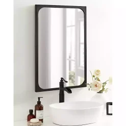 Black Rounded Rectangle Wall Mirror