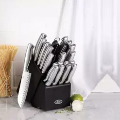 Black Rubberwood Block Satin 22-pc. Cutlery Set