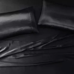 Black Satin Standard 2-pc. Pillow Case Set