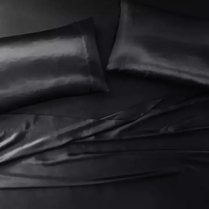Black Satin Standard 2-pc. Pillow Case Set