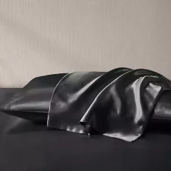 Black Satin Standard 2-pc. Pillow Case Set