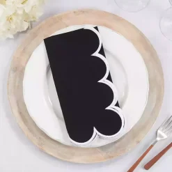 Black Scalloped Edge Napkins, Set of 4