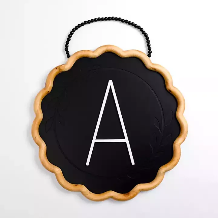 Black Scalloped Monogram A Wall Plaque