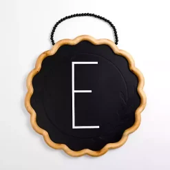Black Scalloped Monogram E Wall Plaque