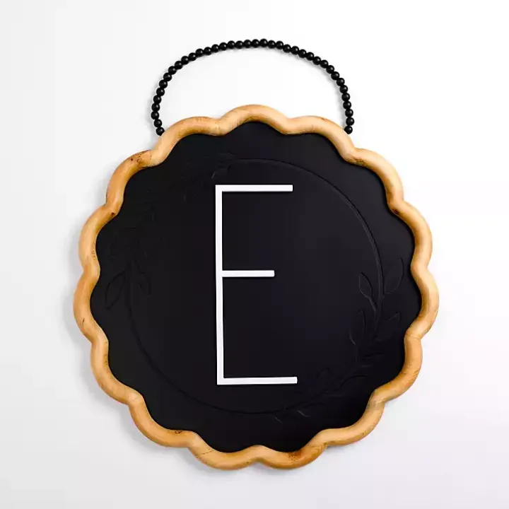 Black Scalloped Monogram E Wall Plaque
