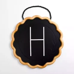 Black Scalloped Monogram H Wall Plaque