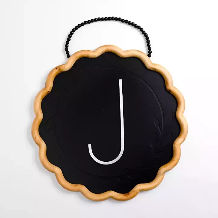Black Scalloped Monogram J Wall Plaque