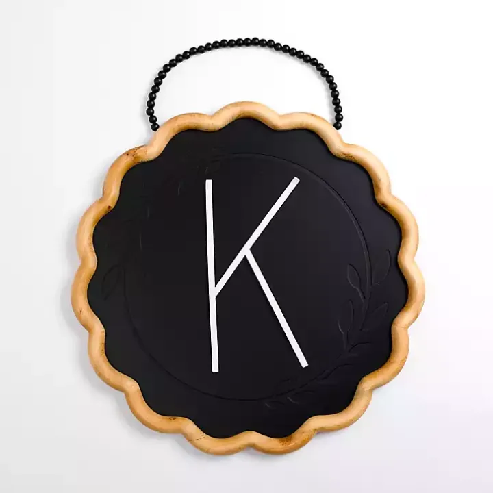 Black Scalloped Monogram K Wall Plaque