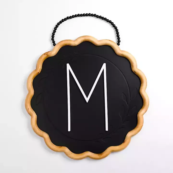 Black Scalloped Monogram M Wall Plaque