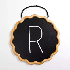 Black Scalloped Monogram R Wall Plaque