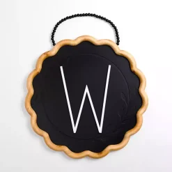 Black Scalloped Monogram W Wall Plaque