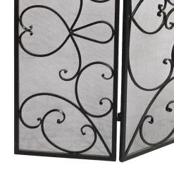 Black Scroll Work Metal Fireplace Screen