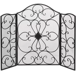 Black Scroll Work Metal Fireplace Screen