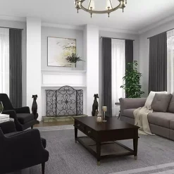 Black Scroll Work Metal Fireplace Screen