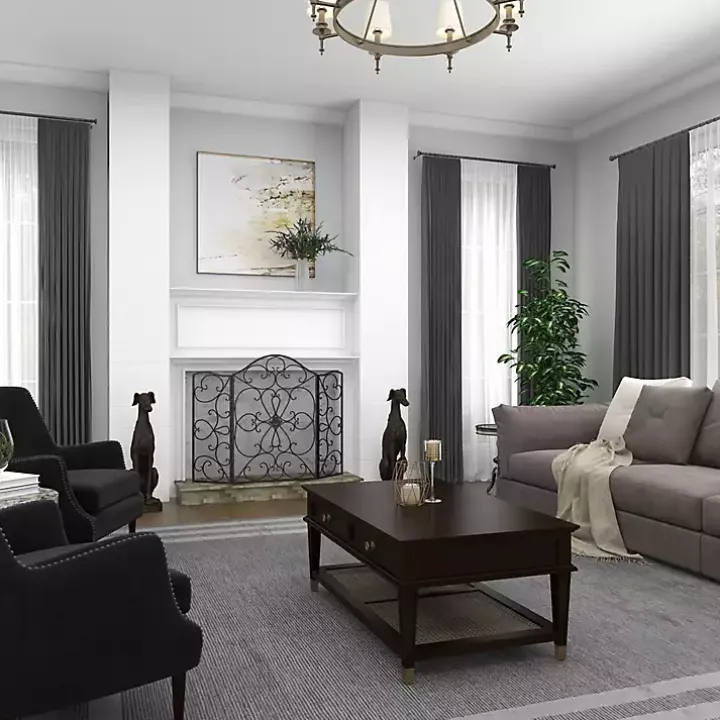 Black Scroll Work Metal Fireplace Screen