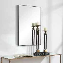 Black Simple Frame Rectangle Wall Mirror