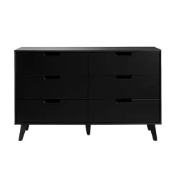 Black Simple Grooved Handle 6-Drawer Dresser